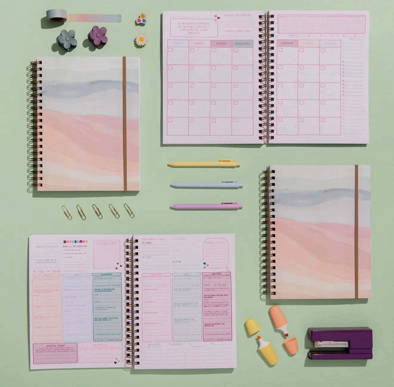 Undated perpetual Planner sunset stripes