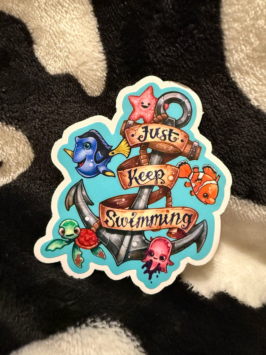Just keep swimming sticker